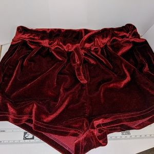 Velvet burgundy high waisted booty shorts